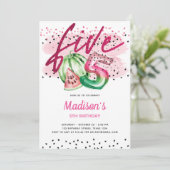 Summer Balloon Letters Melon 5. Geburtstag Einladung (Stehend Vorderseite)