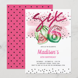 Summer Balloon Letters Melon 6. Geburtstag Einladung