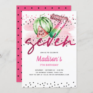 Summer Balloon Letters Melon 7. Geburtstag Einladung