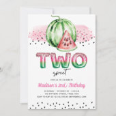 Summer Balloon Letters Melon Two Sweet Birthday Einladung (Vorderseite)