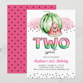 Summer Balloon Letters Melon Two Sweet Birthday Einladung