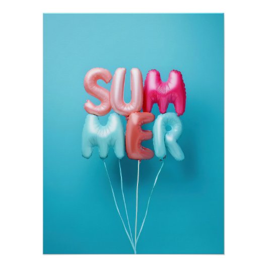 Summer Balloons - Bright and Cheerful Typography Poster (Vorderseite)