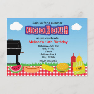 Summer Barbecue GRILLEN Cookout Park Einladungen