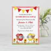 Summer Barbeque Baby Reveal Einladung (Stehend Vorderseite)