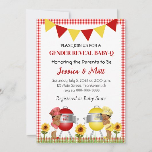 Summer Barbeque Baby Reveal Invitation Einladung (Vorderseite)