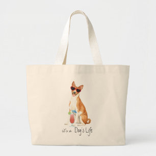 Summer Basenji Large Toto Bag Jumbo Stoffbeutel