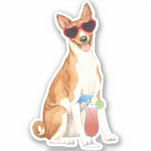 Summer Basenji Vinyl Sticker (Vorderseite)
