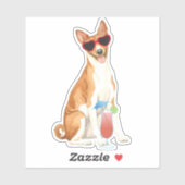 Summer Basenji Vinyl Sticker (Blatt)