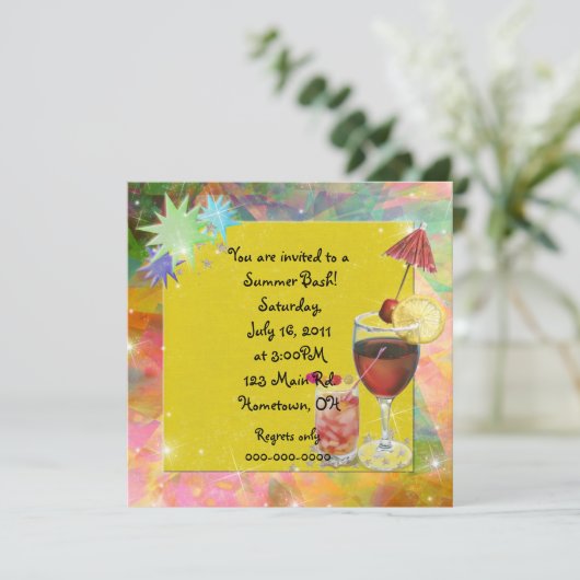 Summer Bash Einladung (Stehend Vorderseite)