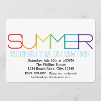 SUMMER Bash Typografie Rainbow Party Einladungen