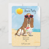 Summer Basset Hound Beach Party Einladung (Vorderseite)