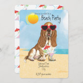Summer Basset Hound Beach Party Einladung (Vorne/Hinten)