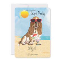 Summer Basset Hound Beach Party Einladung
