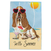 Summer Basset Hound Mittlere Geschenktüte (Rückseite)