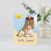 Summer Basset Hound Postkarte (Stehend Vorderseite)