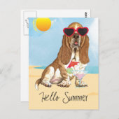 Summer Basset Hound Postkarte (Vorne/Hinten)
