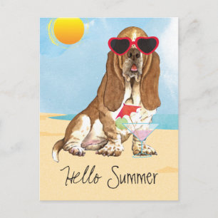 Summer Basset Hound Postkarte