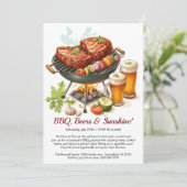 Summer BBQ & Beer Party Invitation – Backyard Cook Einladung (Stehend Vorderseite)