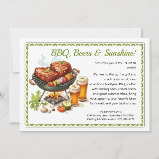 Summer BBQ & Beer Party Invitation – Backyard Cook Einladung (Vorderseite)