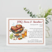 Summer BBQ & Beer Party Invitation – Backyard Cook Einladung (Stehend Vorderseite)
