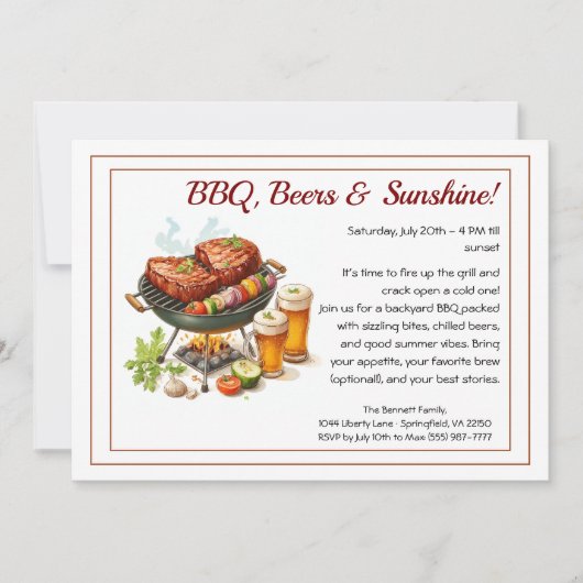 Summer BBQ & Beer Party Invitation – Backyard Cook Einladung (Vorderseite)