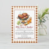 Summer BBQ & Beer Party Invitation – Backyard Cook Einladung (Stehend Vorderseite)