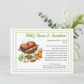 Summer BBQ & Beer Party Invitation – Backyard Cook Einladung (Stehend Vorderseite)