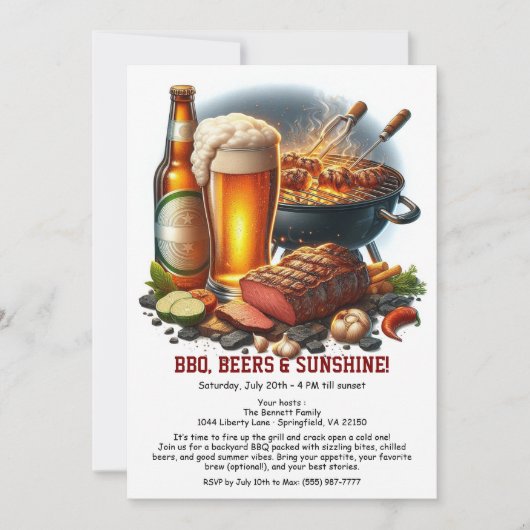 Summer BBQ & Beer Party Invitation – Backyard Cook Einladung (Vorderseite)