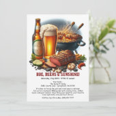 Summer BBQ & Beer Party Invitation – Backyard Cook Einladung (Stehend Vorderseite)