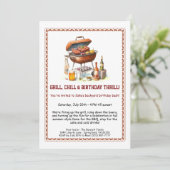 Summer BBQ Birthday Invitation with Beer Backyard  Einladung (Stehend Vorderseite)