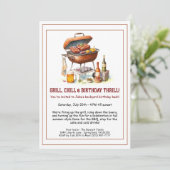 Summer BBQ Birthday Invitation with Beer Backyard  Einladung (Stehend Vorderseite)