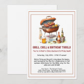 Summer BBQ Birthday Invitation with Beer Backyard  Einladung (Vorne/Hinten)