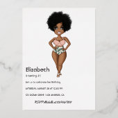 Summer Beach African American Birthday Foil Invit Folieneinladung (Rückseite)