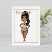 Summer Beach African American Birthday Foil Invit Folieneinladung (Stehend vorne)