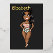 Summer Beach African American Birthday Foil Invit Folieneinladung (Vorderseite)