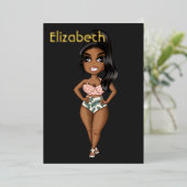 Summer Beach African American Birthday Foil Invit Folieneinladung (Stehend vorne)