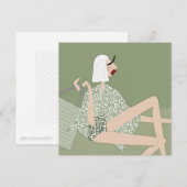 Summer Beach Babe Fashion Illustration Card Einladung (Vorne/Hinten)