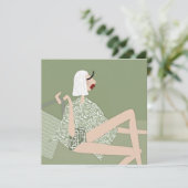 Summer Beach Babe Fashion Illustration Card Einladung (Stehend Vorderseite)