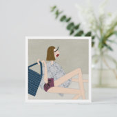 Summer Beach Babe Fashion Illustration Card Einladung (Stehend Vorderseite)