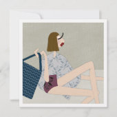 Summer Beach Babe Fashion Illustration Card Einladung (Vorderseite)