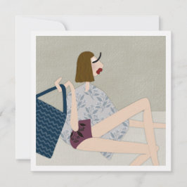 Summer Beach Babe Fashion Illustration Card Einladung