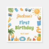 Summer Beach Birthday Party Napkins Serviette (Vorderseite)