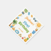 Summer Beach Birthday Party Napkins Serviette (Ecke)