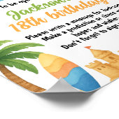 Summer Beach Birthday Party Time Kapselunterschrif Poster (Ecke)