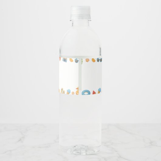 Summer Beach Birthday Party Water Bottle Label Wasserflaschenetikett (Rückseite)