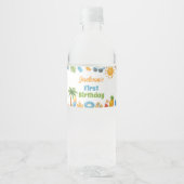 Summer Beach Birthday Party Water Bottle Label Wasserflaschenetikett (Vorderseite)