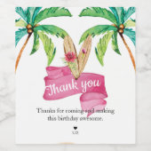 Summer Beach Birthday Vielen Dank für Ihre Unterst Weinetikett (Einzelnes Label)