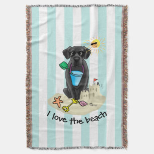 Summer Beach Black Lab Labrador Retriever Niedlich Decke
