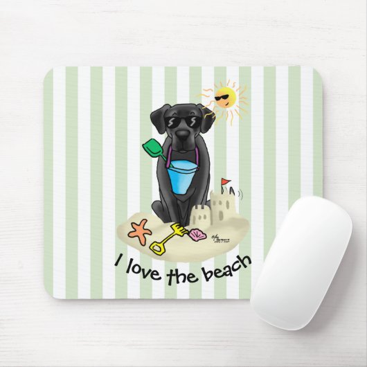 Summer Beach Black Lab Labrador Retriever Niedlich Mousepad (Mit Mouse)