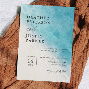 Summer Beach Blue Hochzeit in Urlaubsort Einladung